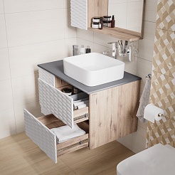 Grossman Мебель для ванной Альба 80 подвесная веллингтон/белая матовая – фотография-5